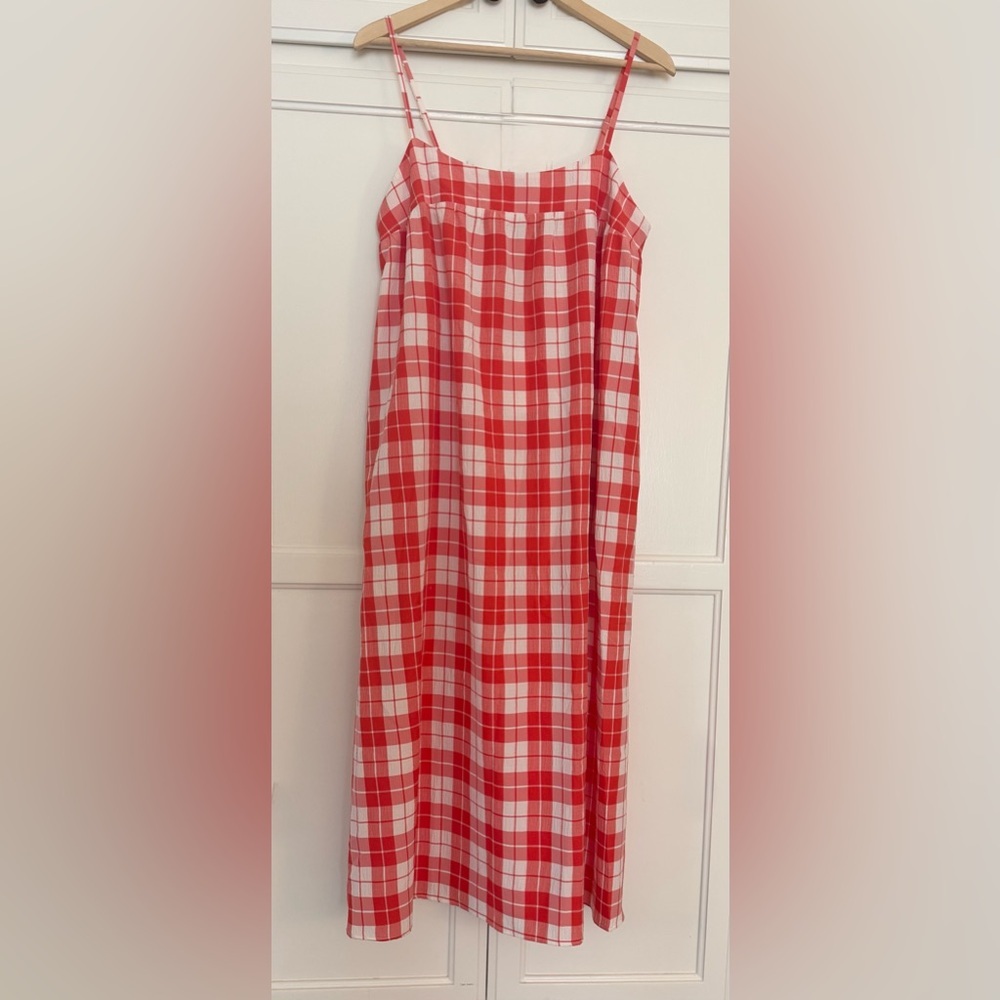 Show Me Your MuMu Picnic Plaid Midi Dress in Red & White - Picture 4 of 7
